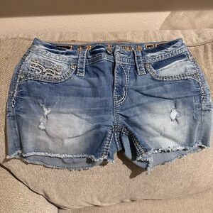 Rock Revival Distressed Blue Jean Shorts